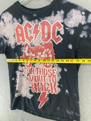 ACDC Mens Band TShirt Medium Black Bleach Wash For Those About To Rock