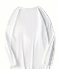 White Long Sleeve Men’s Knit T-Shirt Crew Neck Bull Graphic Polyester Elastane