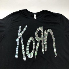 Korn Shiny Oil Slick Band Logo size 2XL XXL Black T Shirt