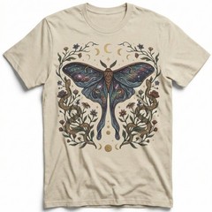 Luna Moth Galaxy Roses T-Shirt Witchy Gothic Celestial Boho Night Sky Gift Tee
