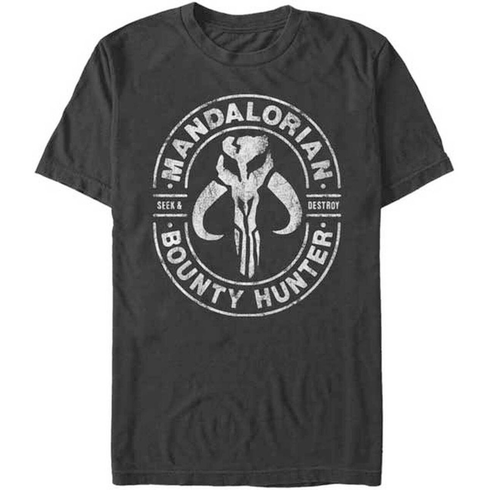 Men’s Star Wars The Mandalorian Bounty Hunter Crest T-Shirt Black – New