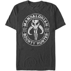 Men’s Star Wars The Mandalorian Bounty Hunter Crest T-Shirt Black – New