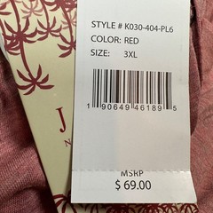 Jachs Short Sleeve Henley Shirt Washed Red Signature Soft Touch Men’s 3XL NWT