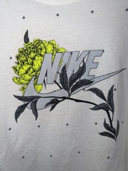 The Nike Tee Shirt L Multi Logo Flower White Center Swoosh Allover Print Mens