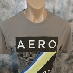 Aeropostale 87 T-shirt Size Medium stretch fit Big Aero logo gray