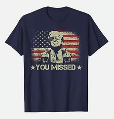 Trump Missed Me 45 47 Vance MAGA We Stand Shooting Never Surrender Fight T-Shirt