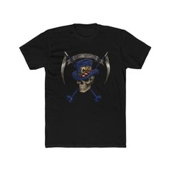 Red, White and Blue Top Hat Skull Crossed Scythes T-Shirt | Classic Chaos Tee