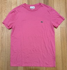 Lacoste Men’s Crew Neck Pima Cotton Jersey T-Shirt, Pink, M (Used).