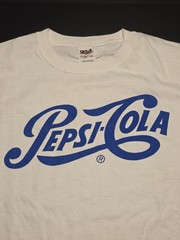 Vintage Pepsi-Cola Script Logo T-Shirt White Anvil USA Fabric XL Single Sided