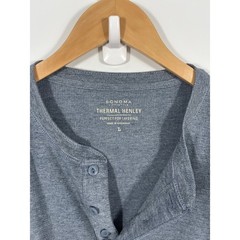 Sonoma Mens Thermal Henley L Blue Base Layer Hiking Outdoor Camping Travel