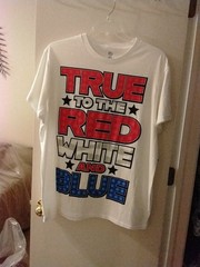 Men’s White T-Shirt True to the Red White and Blue Patriotic Logo Size 2X