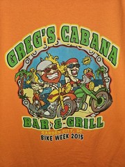 Gregs Cabana 2015 Bike Week South Carolina Large Mens Orange Graphic Logo Tshirt