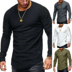 Blouse Tops Muscle Long Casual Slim Fit Tee Sleeve O Neck Men’s T-shirt S-3XL