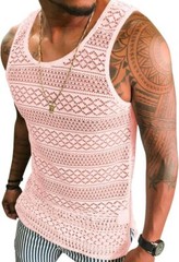 Mens Mesh See Through Tank Top Sleeveless Muscle Fit Sexy Vest Shirt