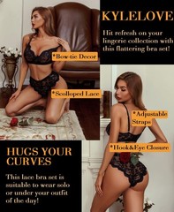 Women Lingerie Set Lace Two Pieces Underwear Bra and Panty Set Black
