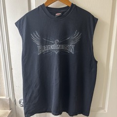 Harley Davidson Shirt Mens XL BLK Sleeveless Muscle Eagle Freedom Machine Biker