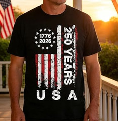 250 Anniversary USA: 1776-2026 250th Birthday Patriotic American Flag T-Shirt