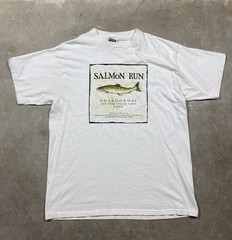 Vintage 90s Salmon Run Chardonnay 1992 Tultex Wine Graphic T Shirt XL USA