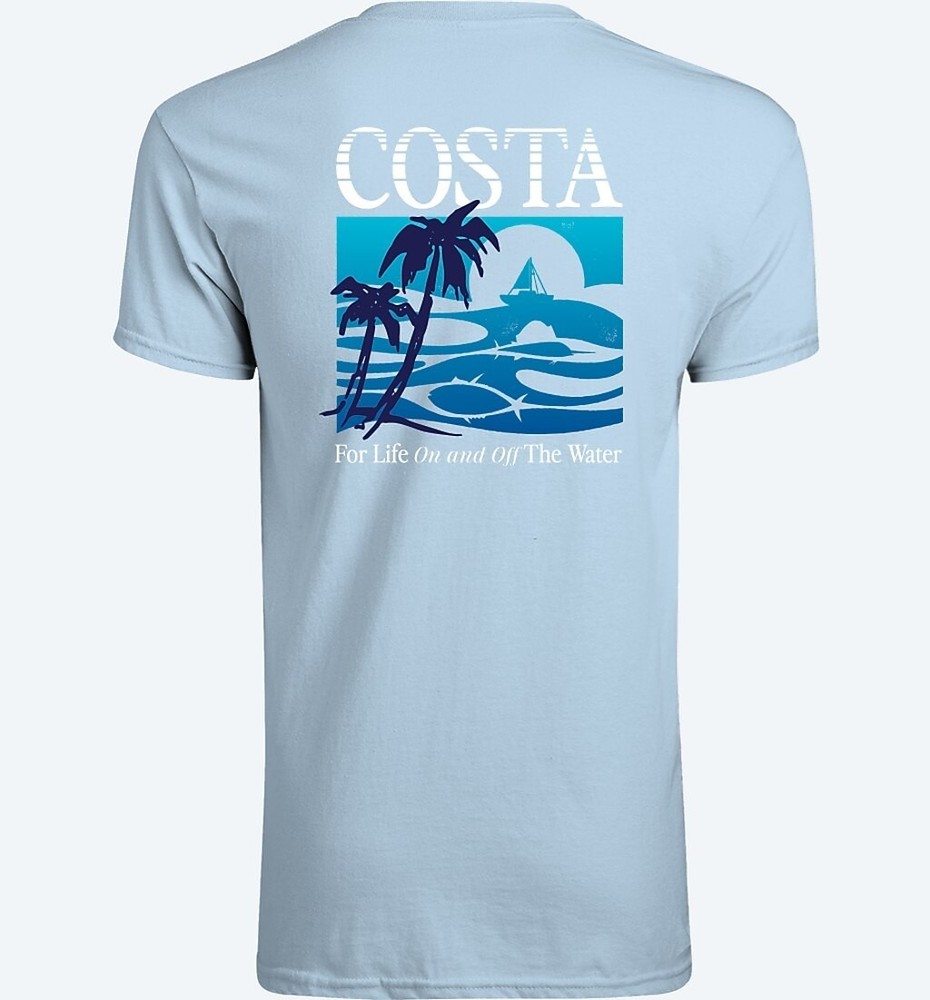 COSTA DEL MAR MENS GNARLY BEACH LIGHT BLUE SHIRT SZ LARGE NWT $30