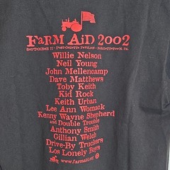Aloré Farm Aid 2002 Double-Sided Graphic Logo T-Shirt Mens M Black Crew Neck Y2K
