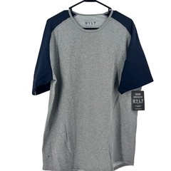 BYLT Basics Men XL Drop Cut Lux Shirt Heather Grey Navy Raglan Athletic NWT