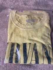 NIRVANA In Utero Live 93 Tour Dates & Art Grunge Tee Acid Wash Yellow SZ S-NWOT
