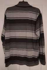 “Vertical Sport” Mens Tshirt, Size Xl, Black Gray Striped, Long Sleeve, Slim Fit