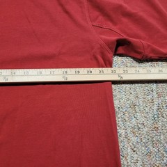 Orvis T-Shirt Mens Medium Red Short Sleeve Cotton Football Yoke Split Hem Tee