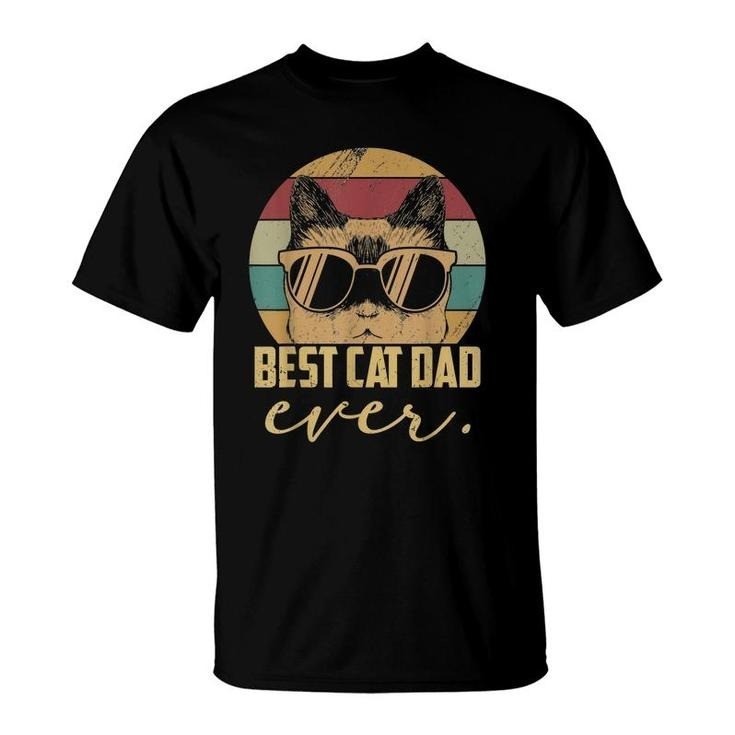 Mens Cat Daddy Fathers Day Vintage Best Cat Dad Ever T-Shirt
