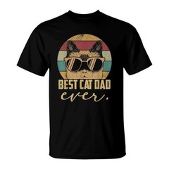 Mens Cat Daddy Fathers Day Vintage Best Cat Dad Ever T-Shirt