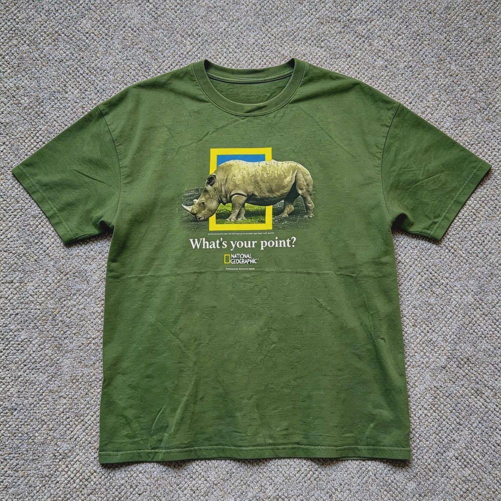 National Geographic Rhino Whats Your Point T Shirt Unisex