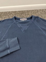 Wallace & Barnes Shirt Thermal Honeycomb Knit Cotton LS Marled Blue Mens Large
