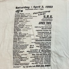 Vintage 90s Rave Shirt Aphex Twin Size XL Washington DC Techno Electronic NRG