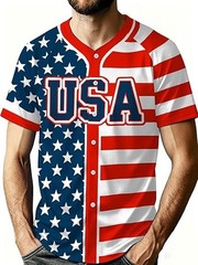 USA Flag Print Baseball Jersey Patriotic American Team Shirt Adult & Youth Sizes
