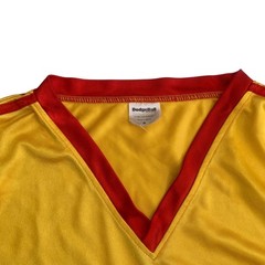 Average Joes Men’s Size M Dodgeball Yellow V-Neck Costume Satin Shirt Jersey