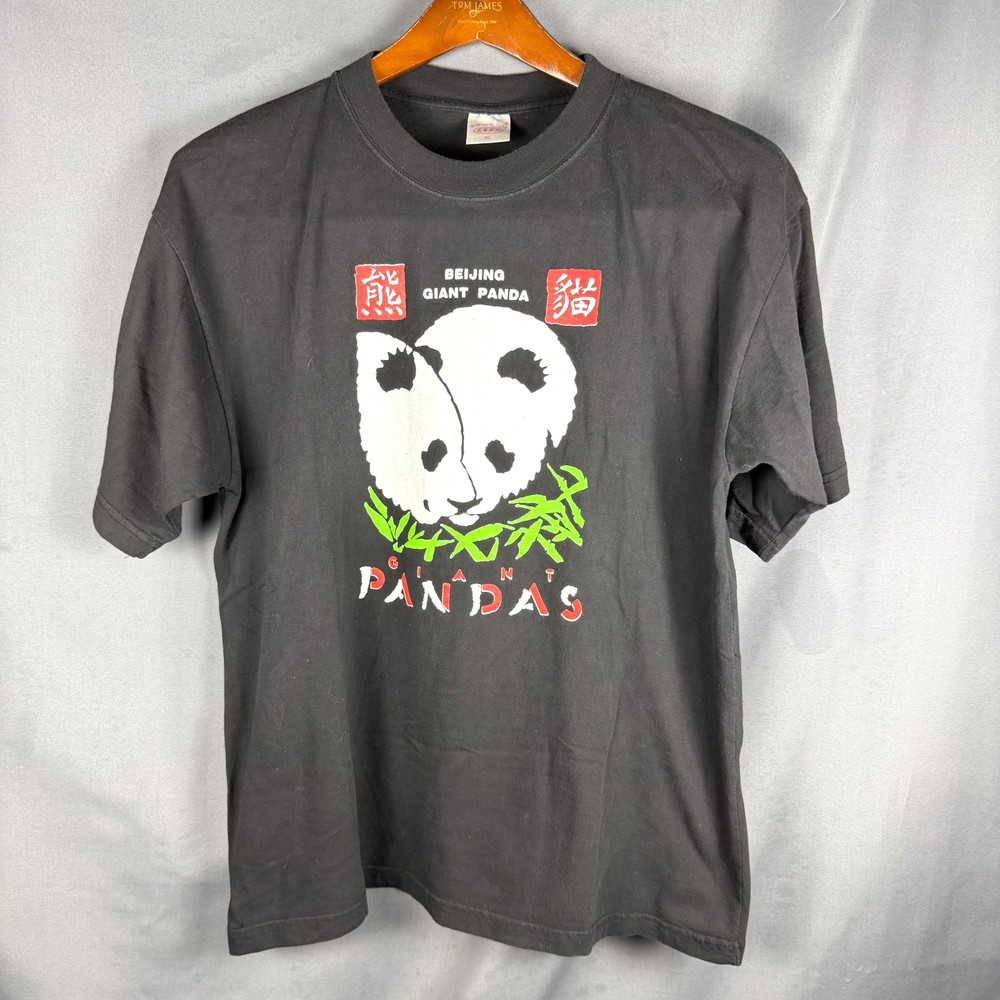 Vintage Beijing Zoo Giant Pandas T Shirt XL Black 90s Stephanie Yuan Retro Fit