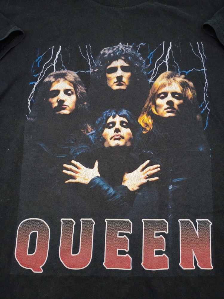 Queen Rock Band Tee T Shirt Bohemian Rhapsody Black Adult Size L 26×21 Gildan