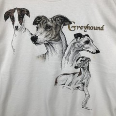 Used 90’S Fruit of the Loom GREYHOUND dog print animal t-shirt made in USA m…