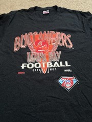 Vintage 1994 Tampa Bay Buccaneers Old Logo Creamsicle Black Striped T-Shirt XL