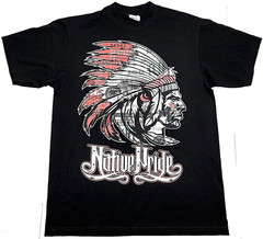 NATIVE PRIDE T-Shirt American Indian Warrior Tee 100% Cotton Men’s Black New