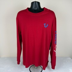 True Religion Mens True Buddha LS Tee Red Long Sleeve Graphic Shirt XL New $72