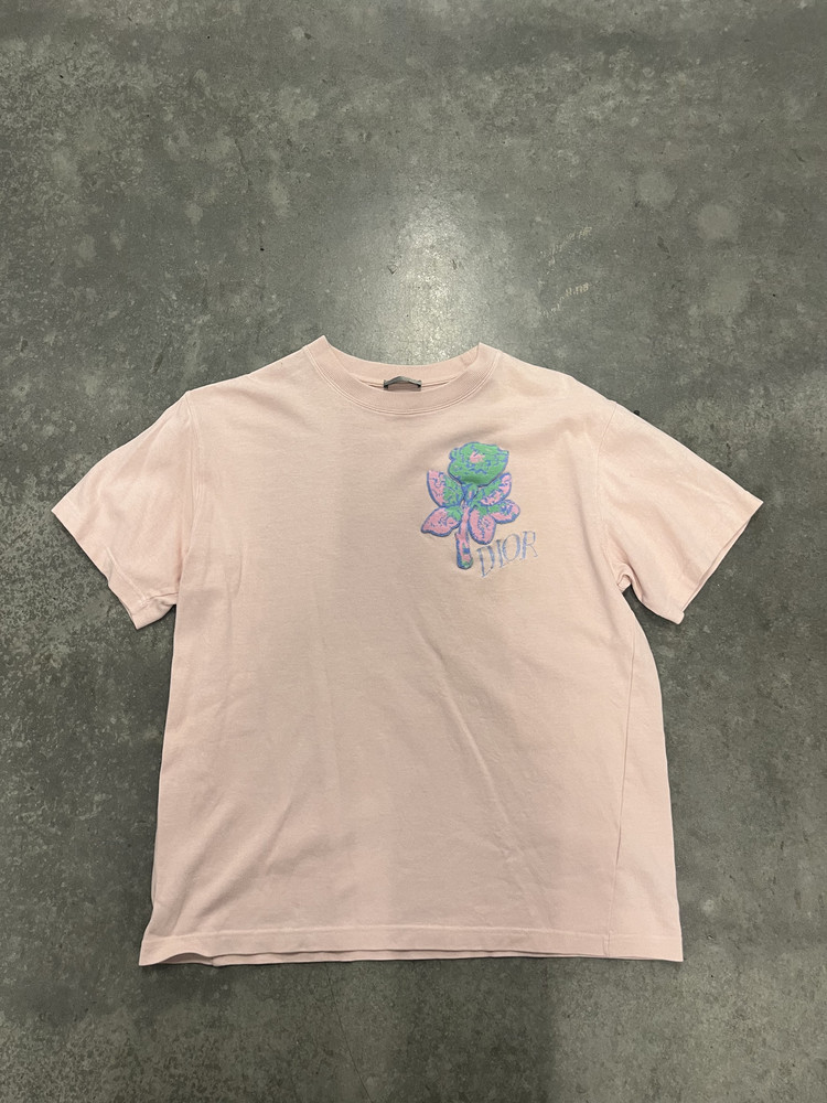 Dior X Alex Foxton Rose Embroidered T-Shirt (L) 100% Cottton