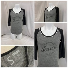 Sauce Hockey Shirt S Gray 1/2 Sleeve Poly Cotton Rayon Made USA YGI O2-331