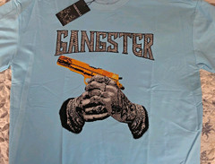 VERSATILE Men’s L Blue Gangster Graphic Print Rhinestone Crew Neck T-Shirt