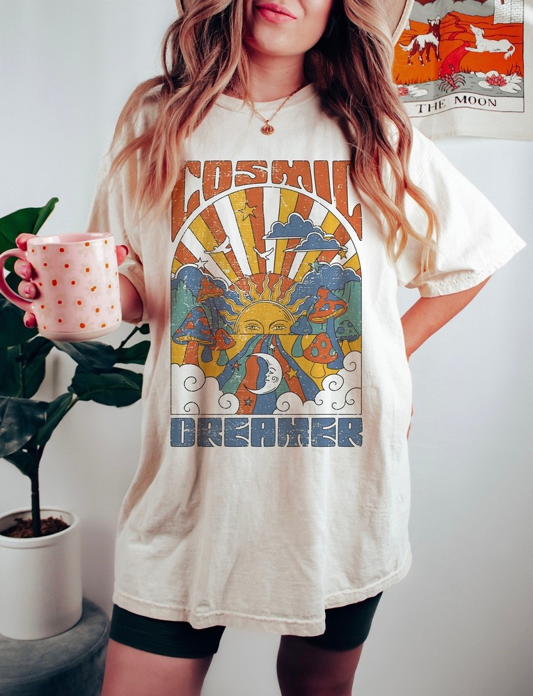 Cosmic Dreamer Tee Peace T-Shirt Hippie Graphic Tee Vintage Inspired Cotton