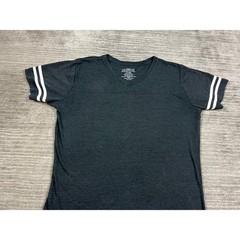 Unbranded V-Neck Baseball Shirt Mens XL Black Heather White Stripe Athletic Tee