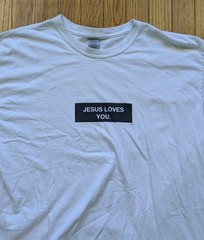 Jesus Loves You Shirt Size XL White Box Logo Crew Neck Short Sleeves Cotton