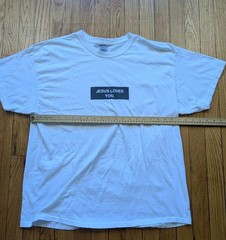 Jesus Loves You Shirt Size XL White Box Logo Crew Neck Short Sleeves Cotton