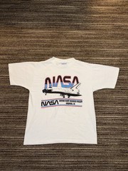 Vintage 1991 NASA Space Shuttle Art T Shirt Mens L White Spaceship Preppy 90s