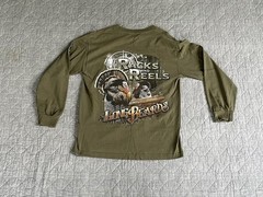 Racks and Reels Green Long Sleeve Crew Neck Graphic T-Shirt Men’s M Cotton